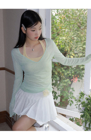 mint green blouse top