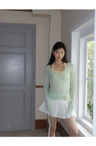 mint green blouse top