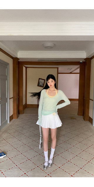 mint green blouse top