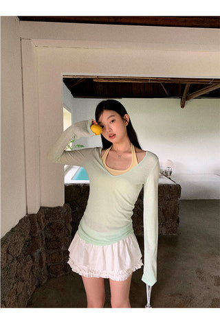 mint green blouse top