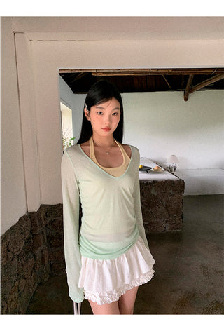 mint green blouse top