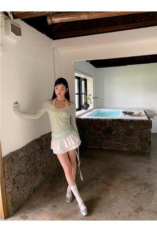 mint green blouse top