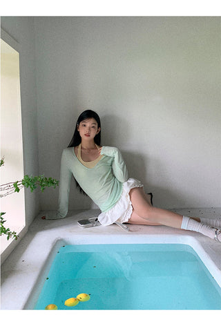 mint green blouse top
