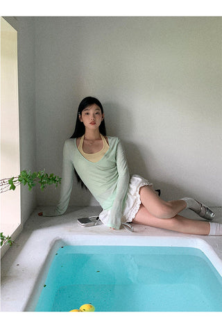 mint green blouse top