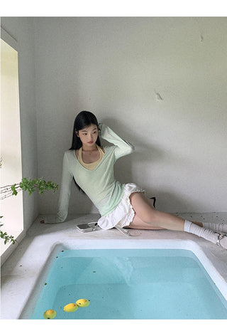 mint green blouse top