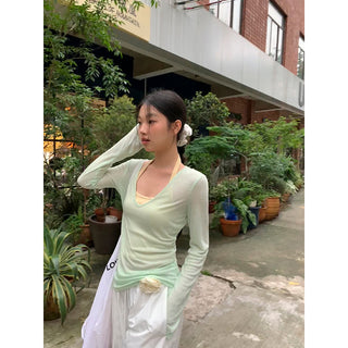 mint green blouse top