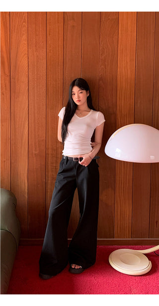 black wide-leg pants