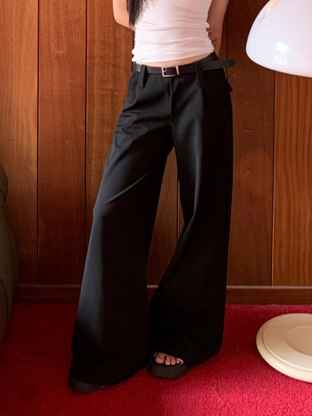 black wide-leg pants