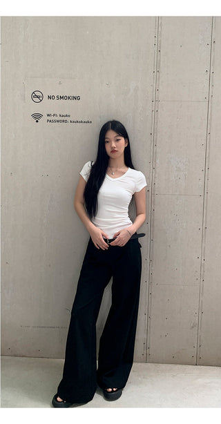 black wide-leg pants