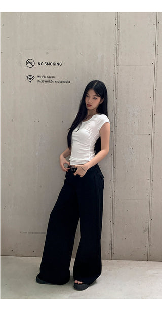 black wide-leg pants