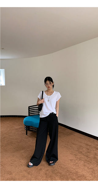 black wide-leg pants