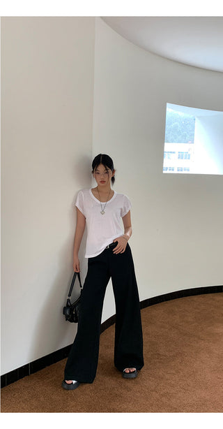 black wide-leg pants