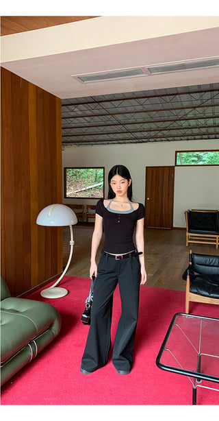 black wide-leg pants