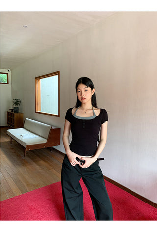 black wide-leg pants