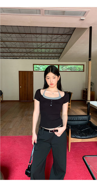 black wide-leg pants