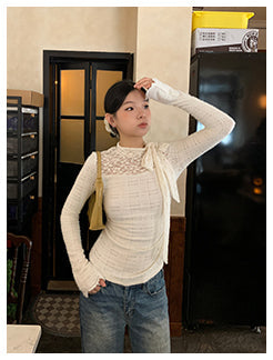 white lace long top