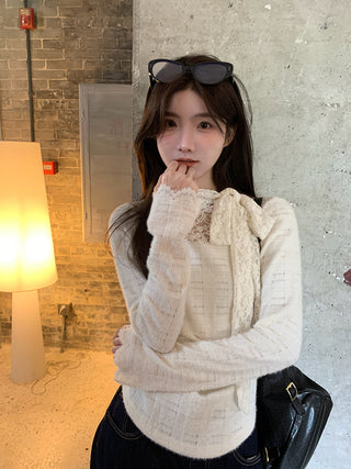 white lace long top