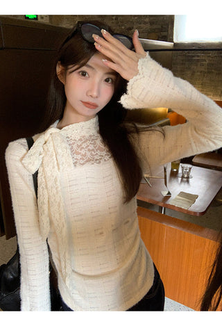 white lace long top