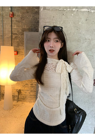 white lace long top