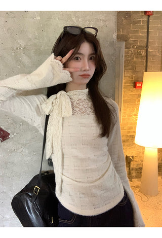 white lace long top