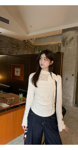 white lace long top