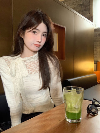 white lace long top