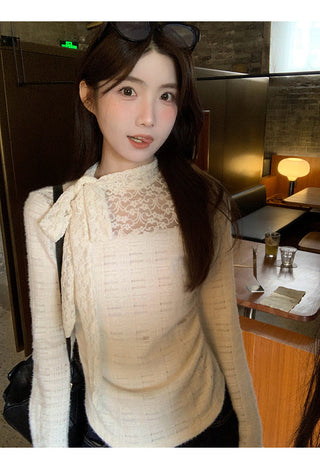 white lace long top