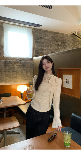 white lace long top
