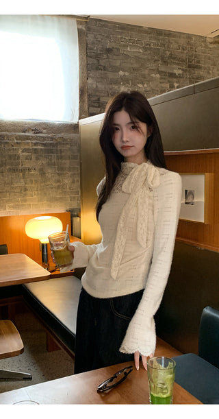 white lace long top