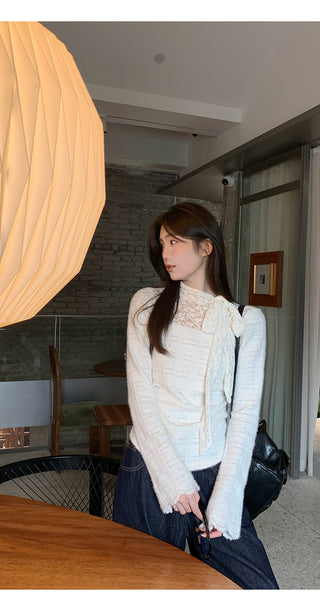 white lace long top
