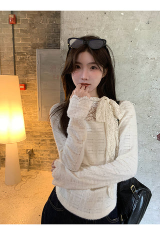 white lace long top