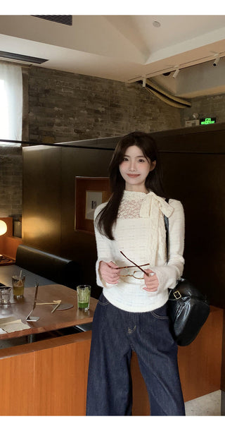 white lace long top