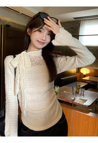 white lace long top