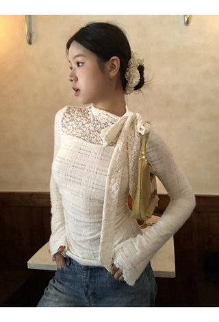 white lace long top