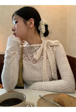 white lace long top