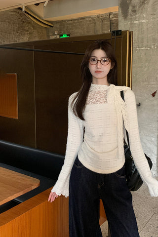 white lace long top