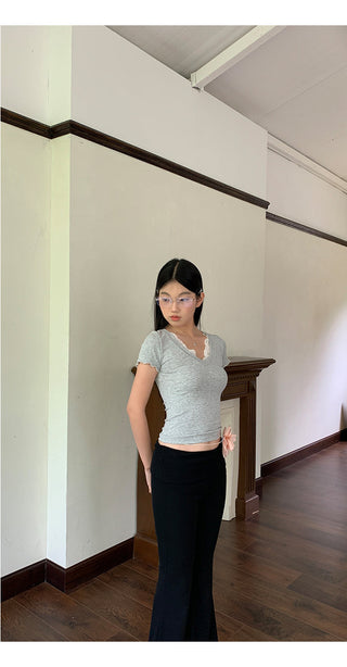 gray shoulder tops