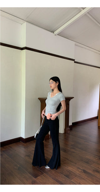 gray shoulder tops
