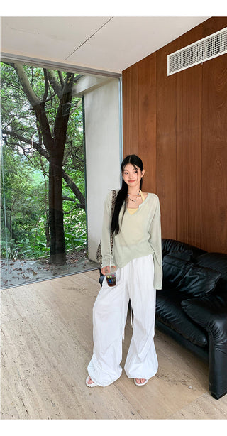 white wide-leg pants