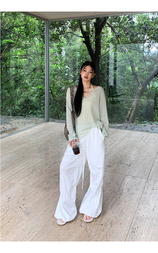 white wide-leg pants