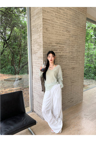 white wide-leg pants