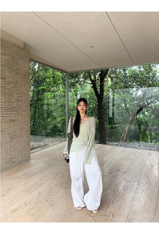 white wide-leg pants