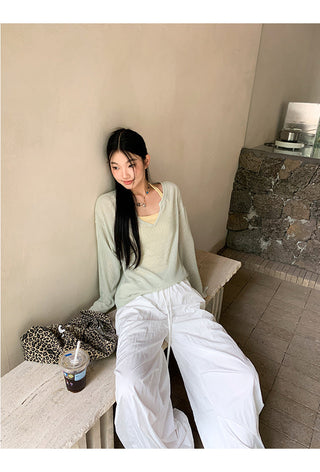 white wide-leg pants