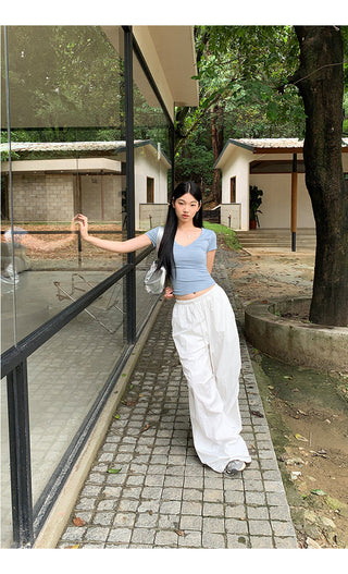 white wide-leg pants