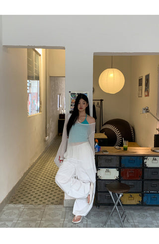 white wide-leg pants