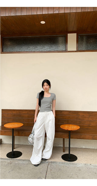white wide-leg pants