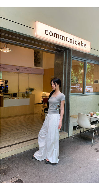 white wide-leg pants