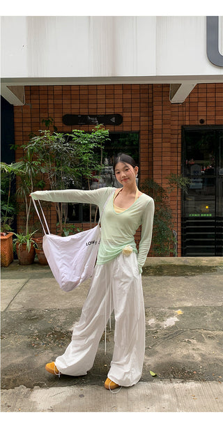 white wide-leg pants