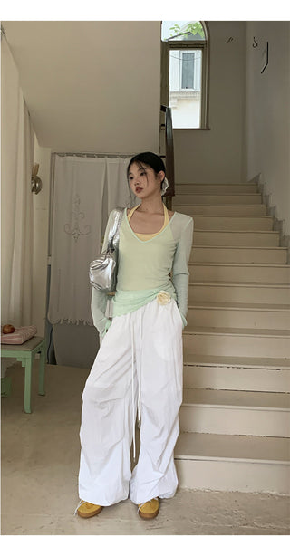 white wide-leg pants