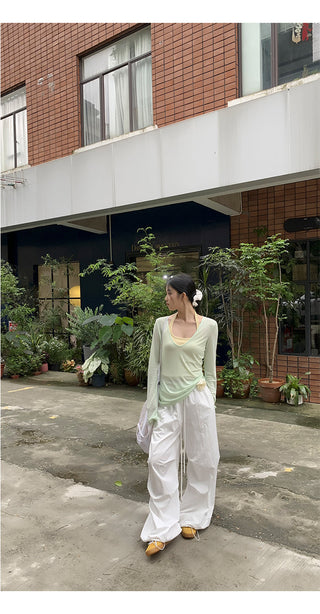 white wide-leg pants